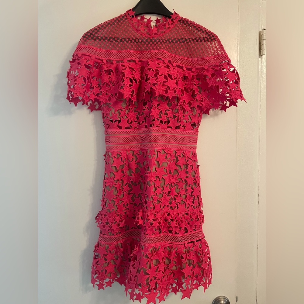 Self Portrait Star Guipure Mini Cocktail Dress